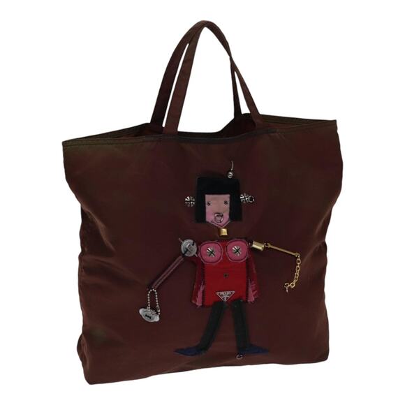 PRADA Robot Hand Bag Nylon Brown - Picture 1 of 12